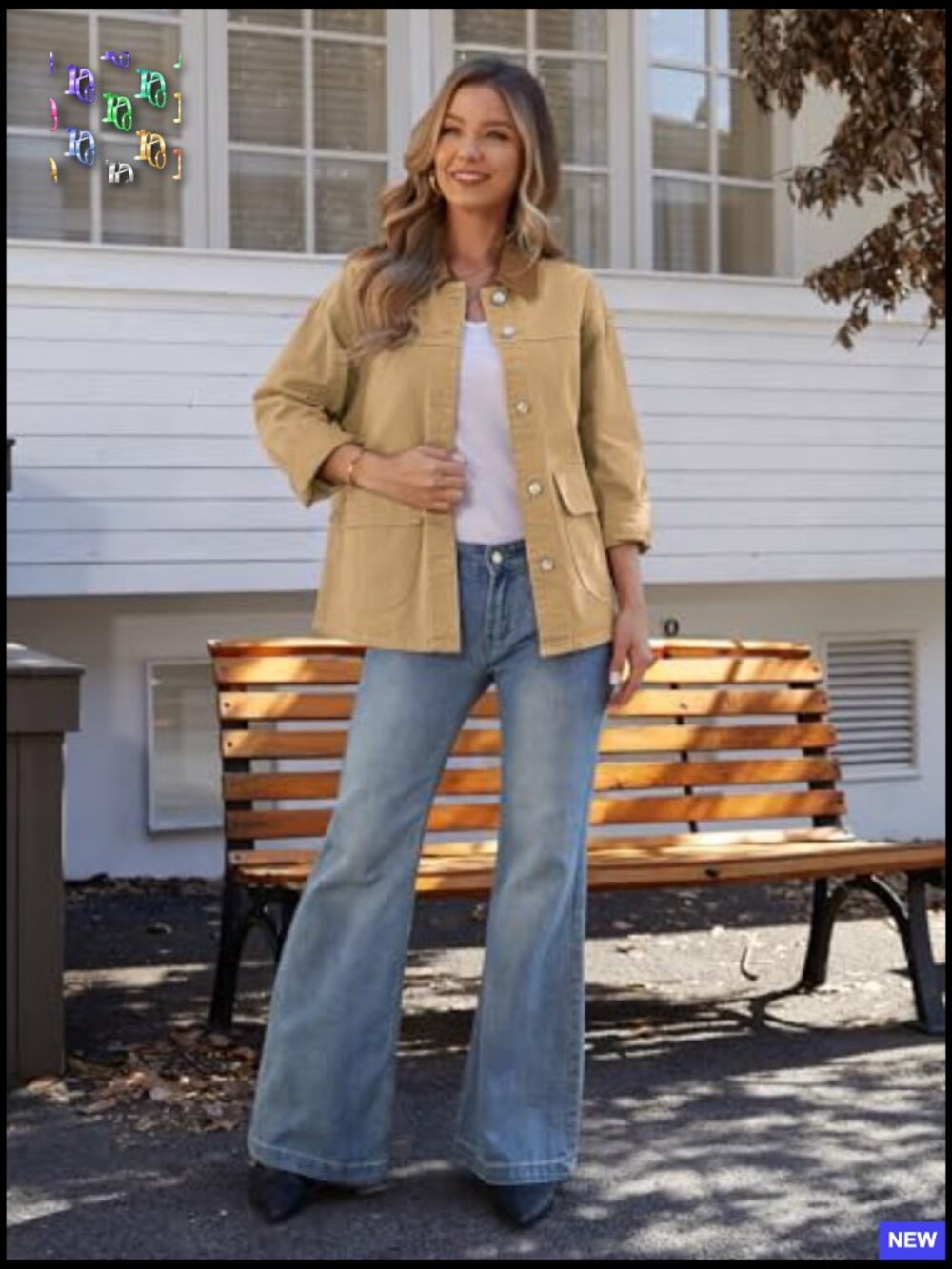 Oversized Barn Denim Jacket Relaxed Fit Button Down Coat with Pockets - Picture 5 of 7